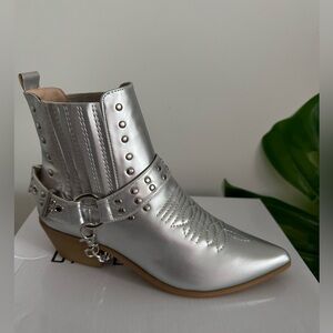 Cape Robbin Metallic Silver Ankle Booties